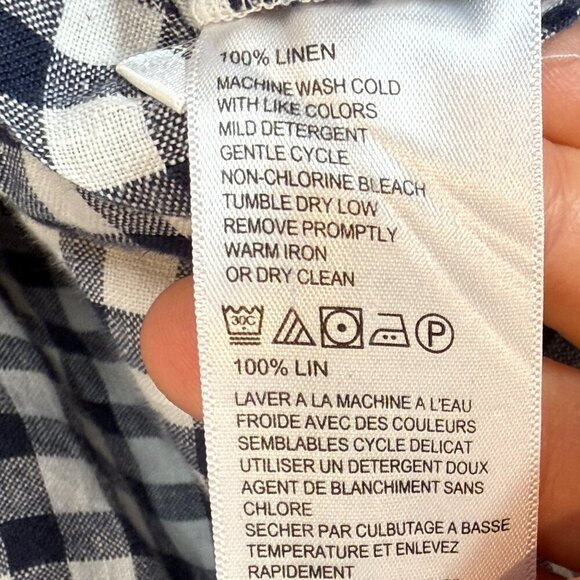 Tommy Bahama‎ Gingham Mini Linen Shift Dress Blue Plaid Pockets Small - Picture 9 of 10